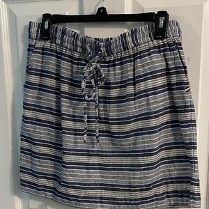 Gathered casual skirt by Tommy Hilfiger size 8 navy blue striped